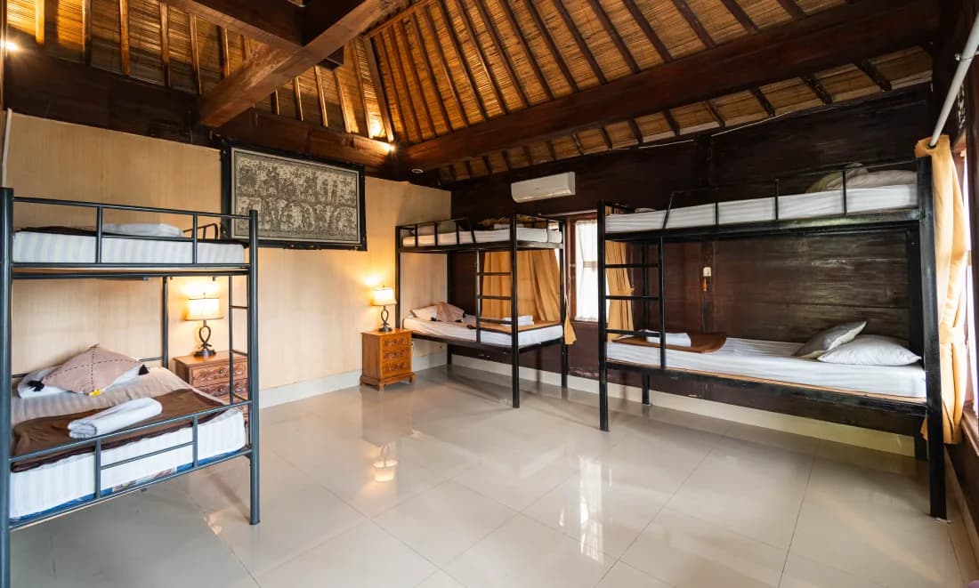 Bright private accommodation room for yoga students in Bali