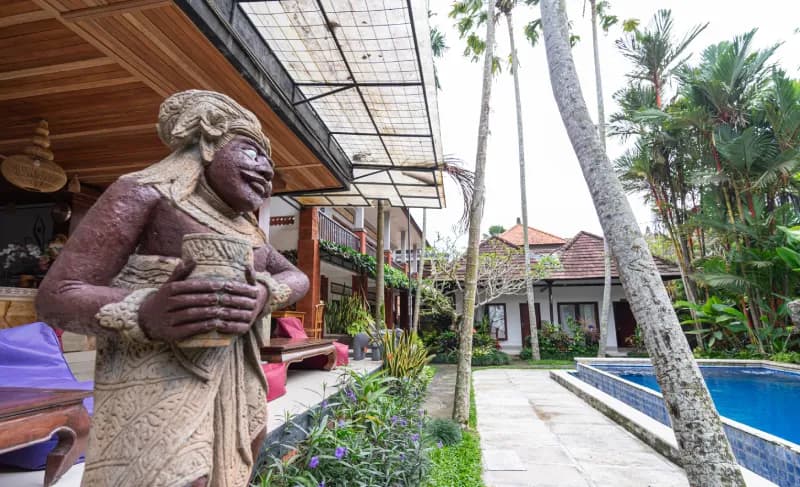 Peaceful guest room at the Bali yoga retreat