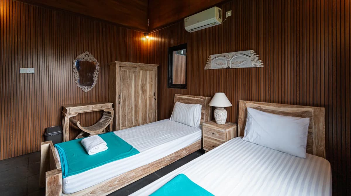 Spacious yoga school accommodation room in Bali