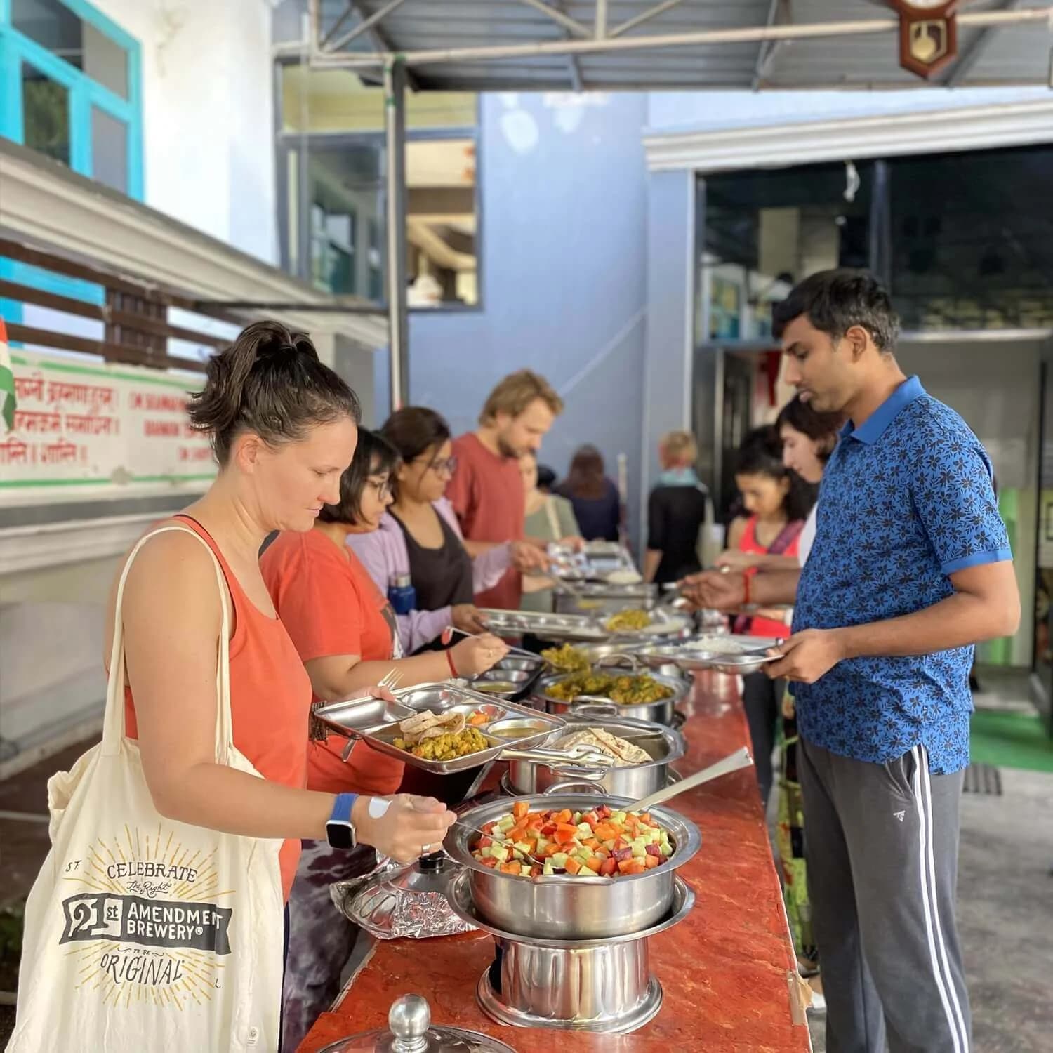 Healthy sattvic food prepared for yoga retreat guests in Kerala