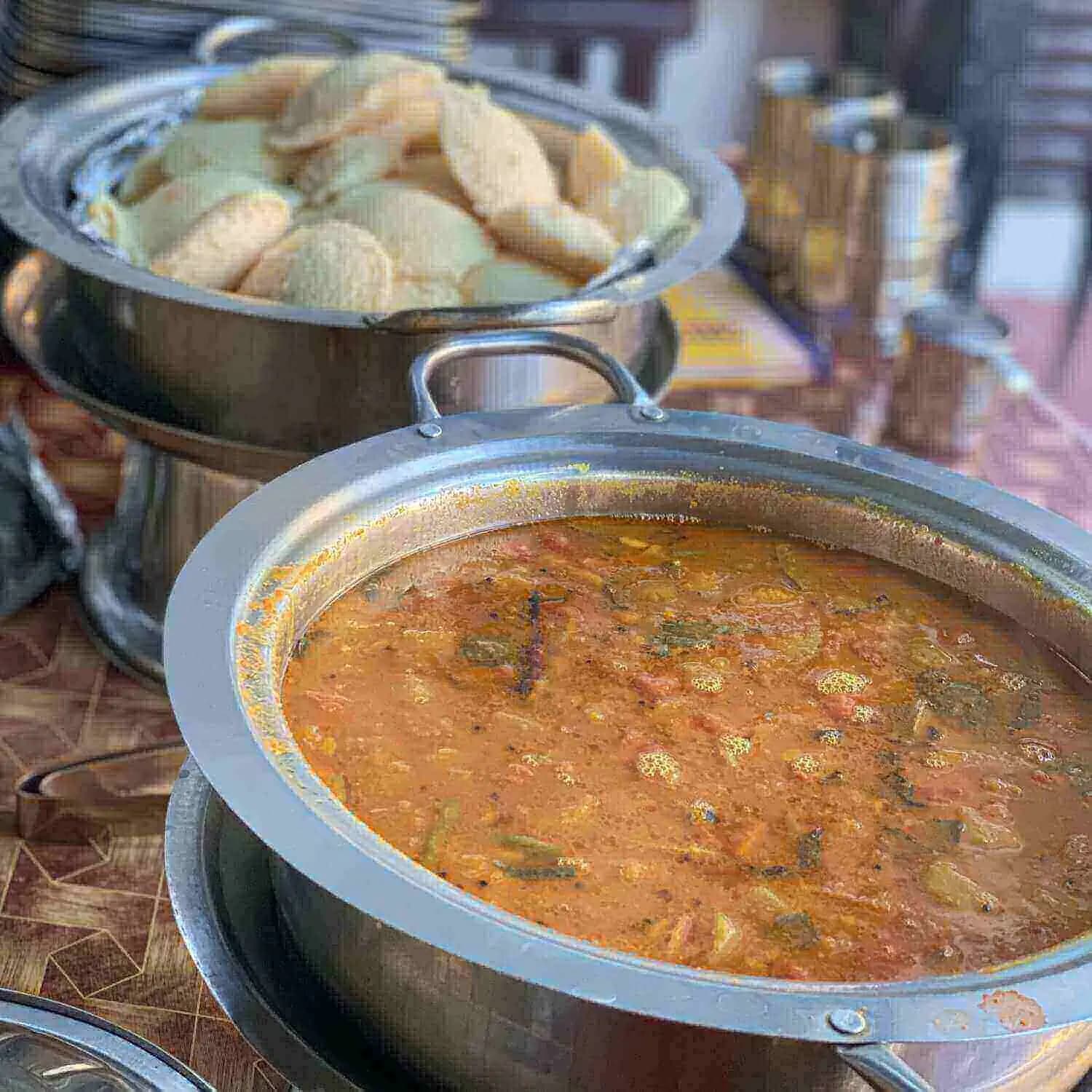 Freshly prepared sattvic meal at the yoga school in Kerala