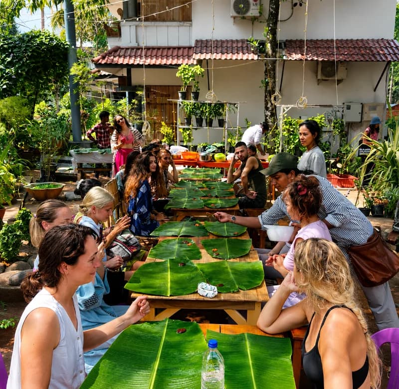 Fresh vegetarian meal served at Pure Soul Yoga School Kerala