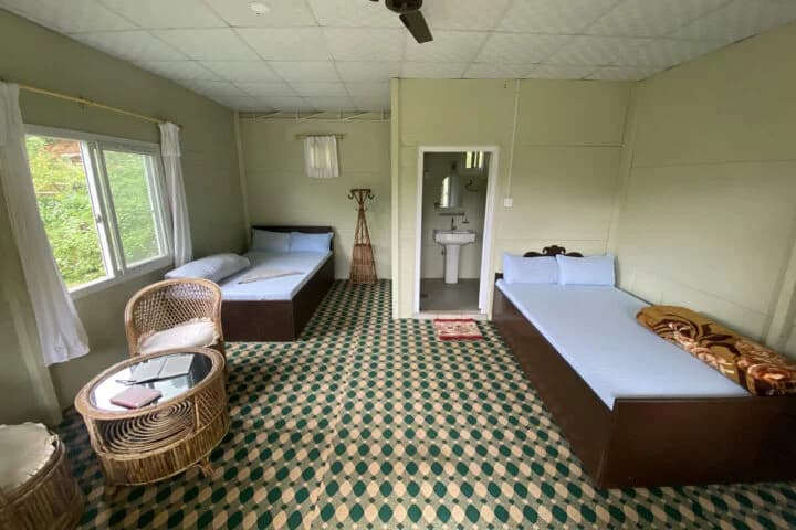 Comfortable yoga accommodation room at Pure Soul Yoga School
