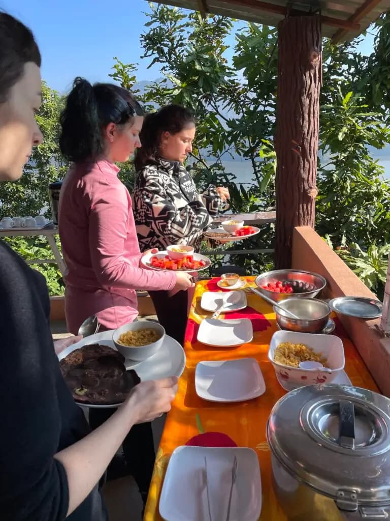 Vegetarian meal served at Pure Soul Yoga School
