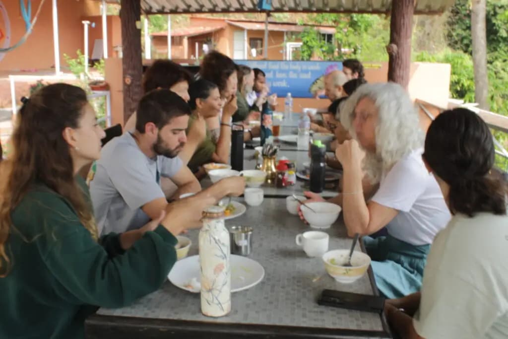 Vegetarian meal served at Pure Soul Yoga School