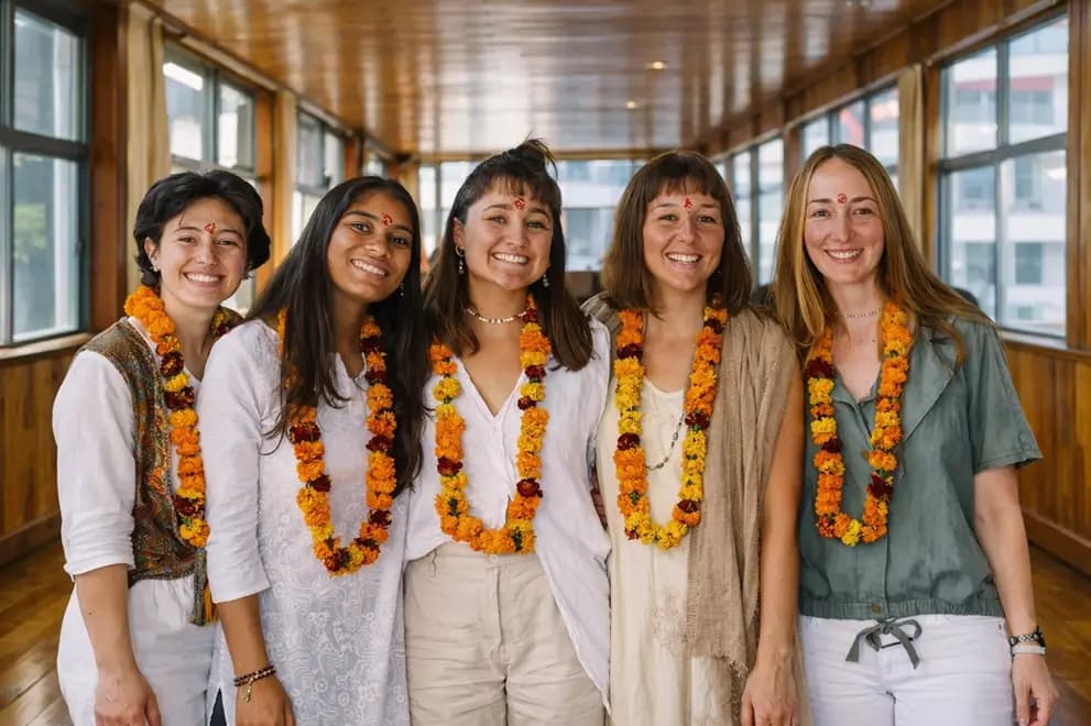 Yoga practice at Pure Soul Yoga School in Rishikesh