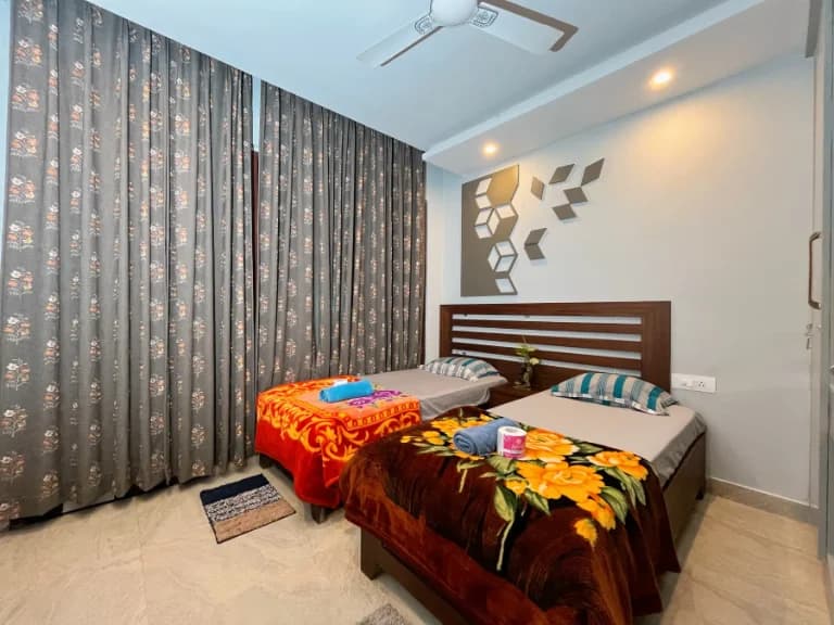 Comfortable yoga accommodation room at Pure Soul Yoga School