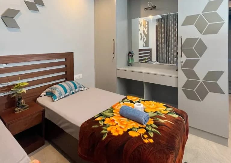 Comfortable yoga accommodation room at Pure Soul Yoga School