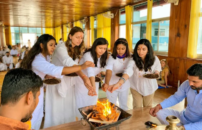 Students at Pure Soul's 100 hour yoga teacher training in Rishikesh
